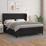  s oprugama i madracem crni 180 x 200 cm od umjetne kože | shoptok.hr