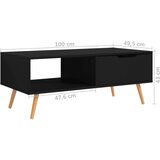 vidaXL stolić za kavu crni 100 x 49,5 x 43 cm od iverice | shoptok.hr