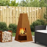 vidaXL Kamin s skladiščem drv 50x50x100 cm iz vremensko odpornega jekla, (22009782) | Shoptok.si
