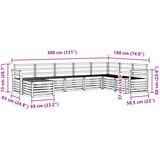  Set vanjskih sofa 8 pcs Bijela 308 x 190 x 73 cm | shoptok.hr