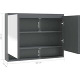 vidaXL Kopalniška omarica z ogledalom 80x15x60 cm MDF sijoče siva | Shoptok.si