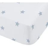 Bijela/plava pamučna dječja plahta s gumom za krevet za jednu osobu 90x190 cm Mini Star & Stripes –