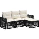 vidaXL Vrtna sedežna garnitura 4 pcs Črna in krem bela poli ratan, (5000269494) | Shoptok.si
