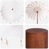  Balijski suncobran s postoljem Kružni 190 x 190 x 295 cm - s smeđom bazom Ø 180-190 cm | shoptok.hr