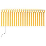 vidaXL Avtomatska tenda s senčilom LED + senzor 3,5x2,5 m rumena/bela | Shoptok.si
