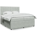 vidaXL Box spring postelja z vzmetnico svetlo siva 200x200 cm žamet Cene
