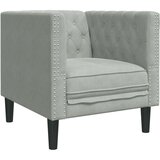 vidaXL Fotelj chesterfield svetlo siv žamet | Shoptok.si