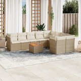 vidaXL 10-dijelni set vrtnih sofa s jastucima bež od poliratana | shoptok.hr