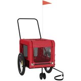 Prikolica za bicikl za ljubimce crveno-crna tkanina i željezo | shoptok.hr