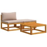  Modularna garnitura sofa s jastucima 3 kom. 2-sjedalo - Sivosmeđa Srednja sofa + tabure + stolić | shoptok.hr