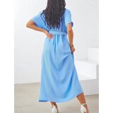 Resti Women's midi dress with short sleeves, V-neck, and a slit in the middle | shoptok.hr