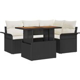  5-dijelni vrtni blagovački set s jastučićima crni poli ratan akacija | shoptok.hr