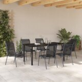 vidaXL set za blagovanje u vrtu Crni tekstil i čelik | shoptok.hr