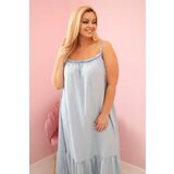 Kesi Włoski Plus Size women's dress with straps and ruffle light denim | Shoptok.si