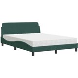 vidaXL Krevet s madracem tamnozeleni 140x200 cm baršunasti | shoptok.hr