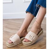 Gemre Beige platform slides with decorative buckle Lunda | ePonuda.com