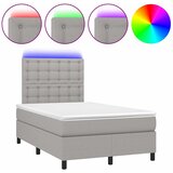 Krevet box spring s madracem LED svjetlosivi 120x200 cm tkanina | shoptok.hr