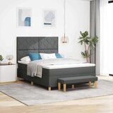 vidaXL Postelja s škatlo z vzmetnico in klopjo temno siva 140x190 cm tkanina, (22082864) | Shoptok.si