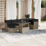 Maison Chic Seti vrtnega pohištva - Vrtna garnitura - Vrtni pohištvo set 8-delna z blazinami sv. siv poli ratan, (21800484) | Shoptok.si