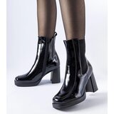 Gemre Black patent block heel ankle boots Boni | Shoptok.si