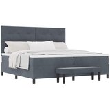  s opruga kutije Tamno siva 200 x 200 cm Baršun | shoptok.hr