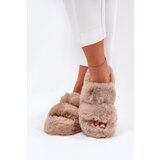 Boto Womens Fur Slippers On Platform Khaki Talfedi | shoptok.hr