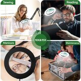 ZABOUL Povečevalno Steklo z Lučko, 10x in 15x povečava, s Sponko in Nastavljivo Roko | Shoptok.si