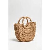 Marisse Beige Woven Bag With Round Handle | Shoptok.si