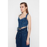 Trendyol X Sagaza Studio Navy Blue Denim Blouse | shoptok.hr