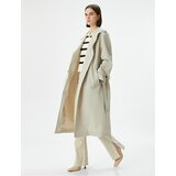 Koton Trench Coat Midi Length Double Breasted Collar Buttoned Pocket Belted cene
