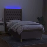  Krevet box spring s madracem LED smeđesivi 90x200 cm tkanina | shoptok.hr