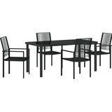 vidaXL 5-delni vrtni jedilni set Črna PVC ratan | Shoptok.si