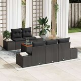  Set od 6 dijelova sofa za vrt s jastučićima crna poli ratan akacija | shoptok.hr