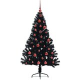 vidaXL Umjetno predsvijetljeno božićno drvce Crna 150 cm PVC | shoptok.hr