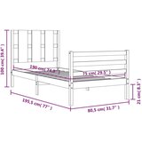  Okvir kreveta s uzglavljem bijeli 2FT6 mali od masivnog drva | shoptok.hr