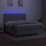  Krevet box spring s madracem LED svjetlosivi 160x200 cm tkanina | shoptok.hr