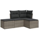 Maison Chic Seti vrtnega pohištva - Vrtna garnitura - Vrtni pohištvo set 4-delna z blazinami siv poli ratan, (21820540) | Shoptok.si