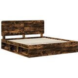  Okvir za krevet s uzglavljem Dimljeni hrast 180 x 200 cm | shoptok.hr
