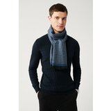 Avva Men's Navy Blue Knitwear Sweater Half Turtleneck Front Textured Cotton Regular Fit cene