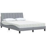 vidaXL Postelja z vzmetnico svetlo siva 120x200 cm blago | Shoptok.si