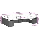  10-dijelni set vrtnih sofa od poliratana s jastucima crni | shoptok.hr