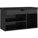  Klupa za cipele s jastukom sjajna crna 80 x 30 x 47 cm drvena | shoptok.hr