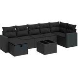 vidaXL Vrtna sedežna garnitura 8-delna z blazinami črn poli ratan, (21783764) | Shoptok.si