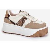 Boto Womens Sneakers On Chunky Platform Animal Print Beige Telanila | Eponuda.ba