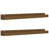 Maison Chic 2 kosi Stenske Police - Viseče police medeno rjava 110x12x9 cm trdna borovina, (21794044) | Shoptok.si