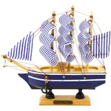 Kolekcionarski model ukrasnog jedrenjaka bijelo-plave boje 16x15cm | shoptok.hr