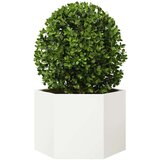 vidaXL Vrtno korito bela šestkotnik 40x40x40 cm jeklo | Shoptok.si