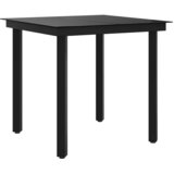  Vrtni blagovaonski stol crni 80 x 80 x 74 cm od čelika i stakla | shoptok.hr