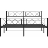  Metalni okvir kreveta uzglavlje i podnožje crni 150x200 cm | shoptok.hr