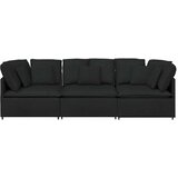  Modularna sofa s jastucima, tkanina, crna | Shoptok.si